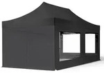 TOOLPORT 3x6m Stahl Faltpavillon, inkl. 4 Seitenteile, schwarz - (59357)
