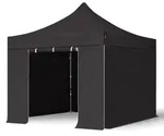 TOOLPORT 3x3m Stahl Faltpavillon, inkl. 4 Seitenteile, schwarz - (600109)