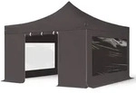 TOOLPORT 4x4m Stahl Faltpavillon, inkl. 4 Seitenteile, dunkelgrau - (600101)