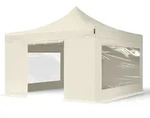 TOOLPORT 4x4m Stahl Faltpavillon, inkl. 4 Seitenteile, creme - (600095)