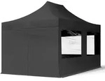 TOOLPORT 3x4,5m Stahl Faltpavillon, inkl. 4 Seitenteile, schwarz - (59359)