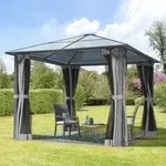 TOOLPORT Moonlight 3x3m Hardtop Gartenpavillon, inkl. 4 Seitenteile, Grey -...