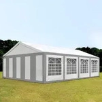 TOOLPORT FLEX 5x8m Partyzelt, PE-Plane, grau-wei&szlig; - (91123)