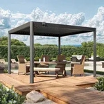 PRIMEYARD Luma 3,5x3,5m Pergola in anthrazit; mit Lamellendach in anthrazit -