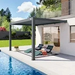 PRIMEYARD 3x4 m Anbaupergola in Anthrazit, mit Lamellendach in anthrazit - (400141)