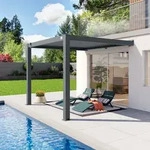 PRIMEYARD 3x3 m Anbaupergola in Anthrazit, mit Lamellendach in anthrazit - (400140)