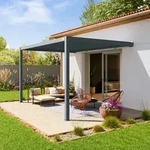 PRIMEYARD 3x4 m Anbaupergola in Anthrazit, mit Lamellendach in anthrazit -...