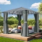 TOOLPORT Sunset 3x3m Hardtop Gartenpavillon, inkl. 4 Seitenteile, mid grey -...