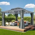 TOOLPORT Sunset 4x4m Hardtop Gartenpavillon, inkl. 4 Seitenteile, mid grey -...