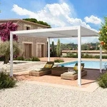 PRIMEYARD 4x4m Pergola in wei&szlig;; mit Lamellendach in wei&szlig; - (400130)