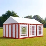 TOOLPORT PRO 3x6m Partyzelt, PVC-Plane, rot-wei&szlig; - (6151)