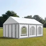 TOOLPORT PRO 3x6m Partyzelt, PVC-Plane, grau-wei&szlig;, mit Bodenrahmen - (7239)
