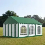 TOOLPORT PRO 3x6m Partyzelt, PVC-Plane, gr&uuml;n-wei&szlig;, mit Bodenrahmen - (7240)