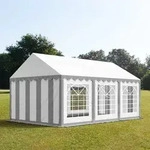 TOOLPORT PRO 4x6m Partyzelt, PVC-Plane, grau-wei&szlig; - (6096)