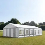 TOOLPORT PRO 6x12m Partyzelt, PVC-Plane, grau-wei&szlig; - (6060)