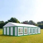 TOOLPORT PRO 6x12m Partyzelt, PVC-Plane, gr&uuml;n-wei&szlig; - (6052)