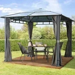 TOOLPORT Sunset 3x3 m Hardtop Gartenpavillon, inkl. 4 Seitenteile, loft grey -