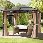 TOOLPORT Rendezvous 3x3 m Hardtop Gartenpavillon, inkl. 4 Seitenteile, cappuccino -