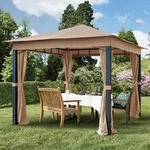 TOOLPORT Sunset 3x3 m Softtop Gartenpavillon, inkl. 4 Seitenteile, cappuccino -