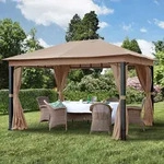 TOOLPORT Sunset 3x4 m Softtop Gartenpavillon, inkl. 4 Seitenteile, cappuccino -