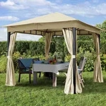 TOOLPORT Sunset 3x3 m Softtop Gartenpavillon, inkl. 4 Seitenteile, champagnerfarben -