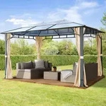 TOOLPORT Sunset 3x4 m Hardtop Gartenpavillon, inkl. 4 Seitenteile, champagnerfarben -