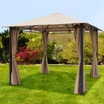 TOOLPORT Rendezvous 3x3 m Softtop Gartenpavillon, inkl. 4 Seitenteile, cappuccino -