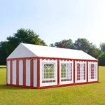 TOOLPORT PRO 4x8m Partyzelt, PVC-Plane, rot-wei&szlig; - (6087)