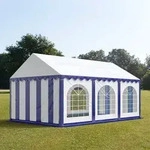 TOOLPORT PRO 4x6m Partyzelt, PVC-Plane, blau-wei&szlig;, mit Bodenrahmen - (7216)