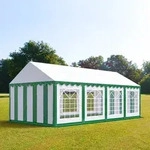 TOOLPORT PRO 4x8m Partyzelt, PVC-Plane, gr&uuml;n-wei&szlig; - (6107)