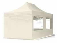 3x4,5m Stahl Faltpavillon, inkl. 4 Seitenteile, creme
