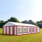 TOOLPORT PRO 6x12m Partyzelt, PVC-Plane, rot-wei&szlig; - (6059)