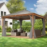TOOLPORT Forest 4x4 m Hardtop Gartenpavillon, inkl. 4 Seitenteile, loft grey -