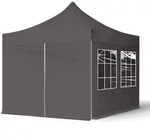 TOOLPORT 3x3m Stahl Faltpavillon, inkl. 4 Seitenteile, dunkelgrau - (582635)