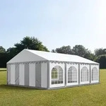 TOOLPORT PRO 6x8m Partyzelt, PVC-Plane, grau-wei&szlig;, mit Bodenrahmen - (7153)
