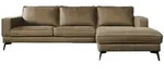 Kawola Ecksofa, Beige, Metall, Echtholz, 3-Sitzer, F&uuml;llung: Kaltschaum, Ottomane