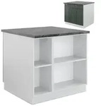 Vicco K&uuml;cheninsel, Gr&uuml;n, Wei&szlig;, Holzwerkstoff, Rechteckig, 90x82x81.6 cm,...