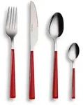 Echtwerk Besteckset, Rot, Silber, Metall, 16-teilig, ergonomischer Griff, rostfrei,