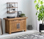 Mid.you Wandregal, Natur, Schwarz, Holz, Metall, Teakholz, massiv, 3 F&auml;cher,