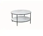 Livetastic Couchtisch, Schwarz, Wei&szlig;, Metall, Glas, Marmoroptik, rund, Rundrohr, 45