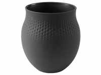 Villeroy & Boch Vase, Schwarz, Keramik, bauchig, 16.5x17.5x16.5 cm, zum Stellen,