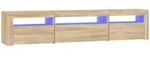vidaXL Lowboard, Sonoma Eiche, Holz, Strukturbuche, 3 F&auml;cher, 1 Schubladen,