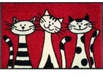 wash+dry FU&szlig;MATTE, Rot, Schwarz, Wei&szlig;, Textil, Katze, rechteckig, 50x75 cm,