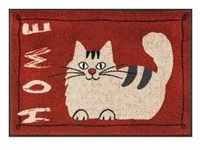 Esposa FUßMATTE Catty Home, Rot, Beige, Textil, Katze, rechteckig, 50x75 cm,