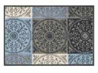 Esposa FUßMATTE, Blau, Grau, Beige, Textil, Graphik, rechteckig, 40x60 cm, Textiles