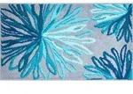 Grund Badteppich Art, Grau, T&uuml;rkis, Textil, Blume, rechteckig, 70x120 cm, Oeko-Tex&reg;