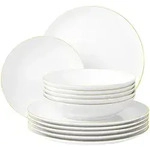 Seltmann Weiden Tafelservice, Wei&szlig;, Gold, Keramik, 12-teilig, Rund, 2x2x2 cm, Essen