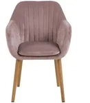 Ambia Home Armlehnstuhl, Rosa, Textil, Eiche, massiv, rund, 57x83x61 cm, Esszimmer,