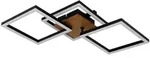 Globo Led-Deckenleuchte, Opal, Schwarz, Dunkelbraun, Holz, Metall, Kunststoff,