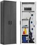 Mokebo Besenschrank, Schwarz, Holzwerkstoff, 4 F&auml;cher, 60x180x34 cm, Waschk&uuml;che,